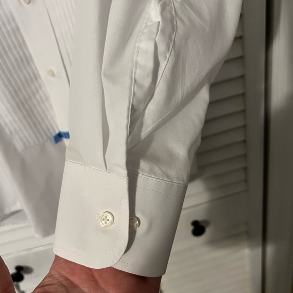 Southeastern Mens Tuxedo Shirt Sz S 30/31 White Button Up Pleated Poly Cotton - Picture 5 of 9